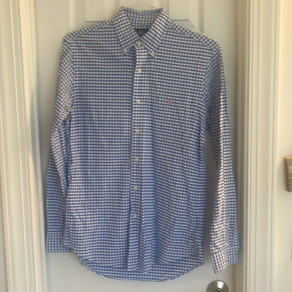 Ralph Lauren Oxford - blue and white checked . Size S.